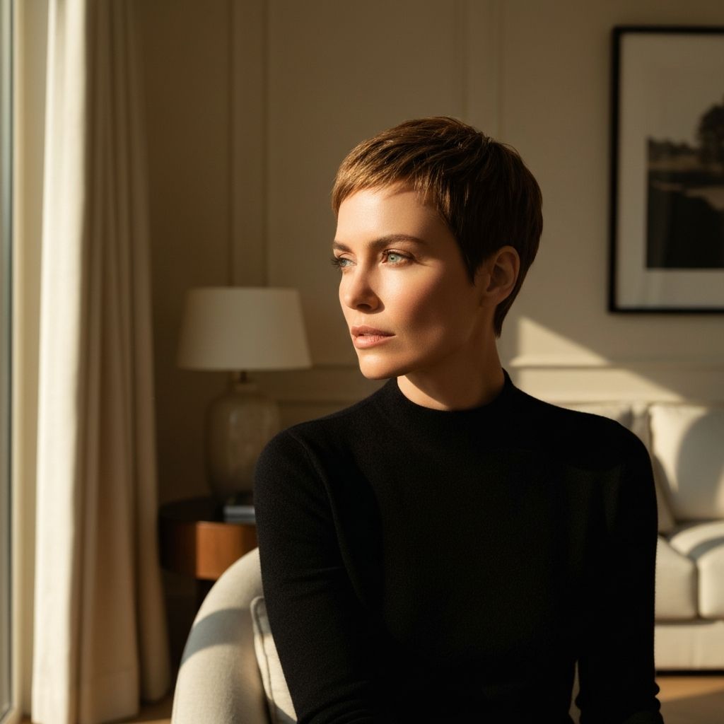 Woman in contemplative pose representing self-discovery and authenticity